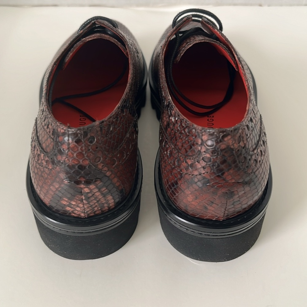 Pas de Rouge Snake Print Leather Oxford Shoes Womens EU 37 US 7 NIB Italy - Picture 4 of 6